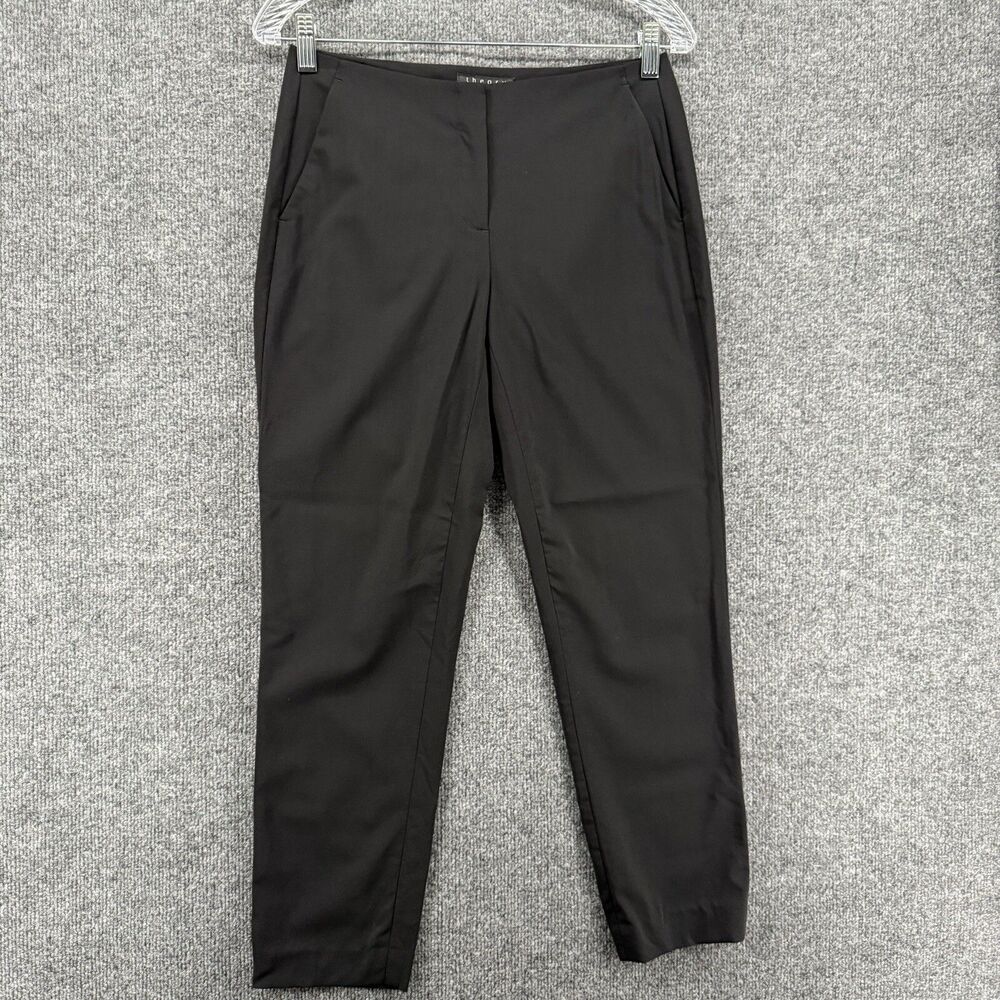 Theory Wool Pants‎ Womens 2 Black High Rise Tapered Office Career Ladies Classy